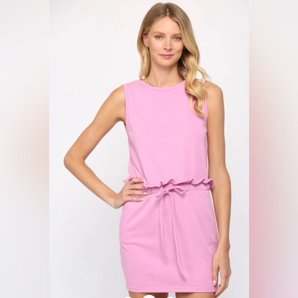 Excellent condition Fate Elastic Waist Terry Dress, Pink-Purple, Size L - Picture 8 of 11